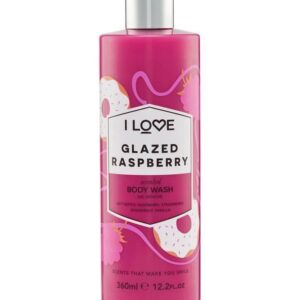 I LOVE Glazed Raspberry Scented Body Wash - Moisturizing Body Wash and Foaming Bubble Bath - Raspberry, Strawberry, and Vanilla Fragrance - 11.8 oz