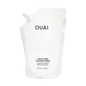 OUAI Thick Hair Conditioner Refill - Moisturizing Conditioner for Dry, Frizzy Hair - Keratin, Marshmallow Root, Shea Butter and Avocado Oil - Paraben, Phthalate & Sulfate Free (32 Oz)