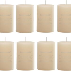 8 Pack 2x2Inch Hand Poured White Dripless Pillar Candles, Ivory， Soy Jasmine Scented Candles, Non-Toxic, Smokeless, Long Burning, for Home Decor, Dining Table, Party, Romantic Mood Lighting