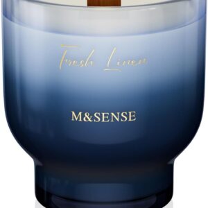 M&SENSE 9.88oz Natural Soy Wax Jar Candle with Wooden Wick | Fresh Linen Scent | 55-Hour Burn & Long-Lasting Burn | Housewarming Gift for Men and Women