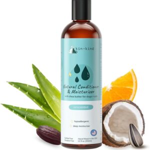 kin+kind Cat & Dog Conditioner with Shea Butter All-Natural Formula with Betaine & Aloe Moisturize & Restore Coat for Dogs and Cats Shed Defender & Coat Defense Pet Defender S 12 fl oz Made in USA