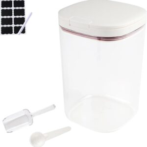 57oz Bath Salt Container,Bathroom Jars Containers with Pop-Up Airtight Lid,Plastic Bath Salt Jar with Scoop,Stickers and Pen,Bathtub Accessories Décor for Bathroom Flour Salts Candy Tea(Clear)