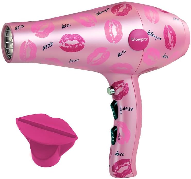 blowpro KISS Edition Titanium Dryer, Reduces Drying Time, 3 Speed & Temp Settings, Pure-Air Tech, 6-White LED Lights, Removable Filter, Cool Shot Button, Comes w/Concentrator!