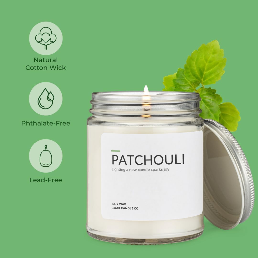 1OAK Soy Wax Scented Candles (Patchouli) - Patchouli Candle - Soy Candles for Home Scented - Long Burning Candle Premium - Hand-Poured (7oz.) - Image 2
