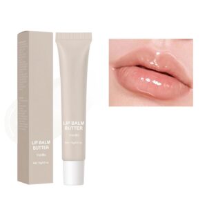 Lip Glowy Butter Balm, Vanilla Clear Sheer Glossy Natural Lip Gloss, Lip Butter Gloss Hydrating & Shine, Hydrating Non-Sticky Nude Jelly Tint Lip Stain Balm Lip Care Oil Makeup, #1 Vanilla