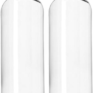 ljdeals 16 oz Clear Plastic Empty Bottles with Black Disc Top Caps, Squeezable Refillable Containers for Shampoo, Lotions, Cream and More Pack of 2, BPA Free, Made in USA