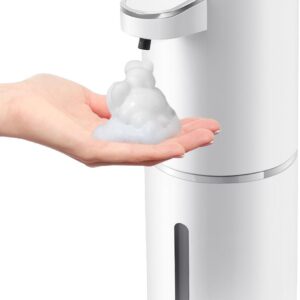 Automatic Foaming Soap Dispenser, 4-Level Adjustable Foam, Wall Mount, USB Rechargeable, 12.8oz/380ml, Touchless Hand & Dish Soap Dispenser for Bathroom, Kitchen, Hotel, Restaurant