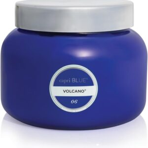 Capri Blue Volcano Scented Candles - Luxury Three Wick Candles for Home Scented with Tropical Fruit & Sugared Citrus - Soy Wax Blend - Large Blue Color (28 oz)