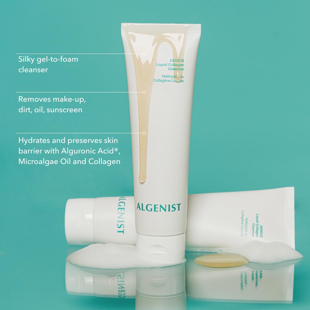 Algenist GENIUS Liquid Collagen Foaming Facial Cleanser - Hydrating Face Wash & Makeup Remover with Alguronic Acid and Microalgae Oil to Nourish & Restore Skin's Radiance (150ml) - Image 2