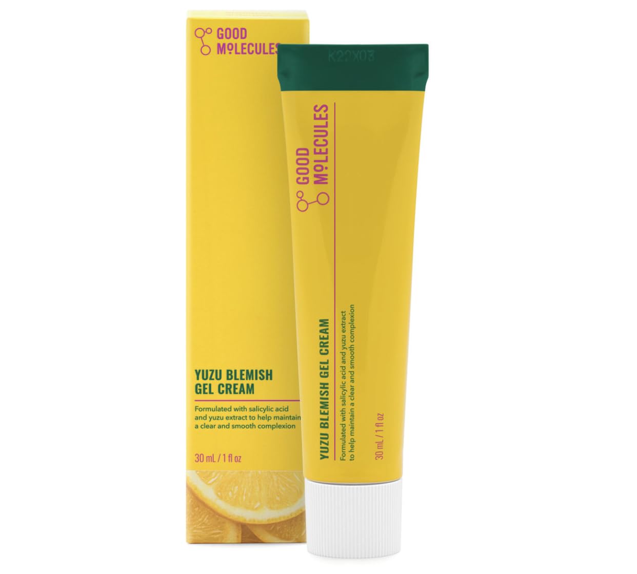 Good Molecules Yuzu Blemish Gel Cream 30ml/1oz - Lightweight Moisturizer with Salicylic Acid BHA, Yuzu, Licorice and CICA Target Breakouts, For Even Tone and Texture - Skin Care For Face