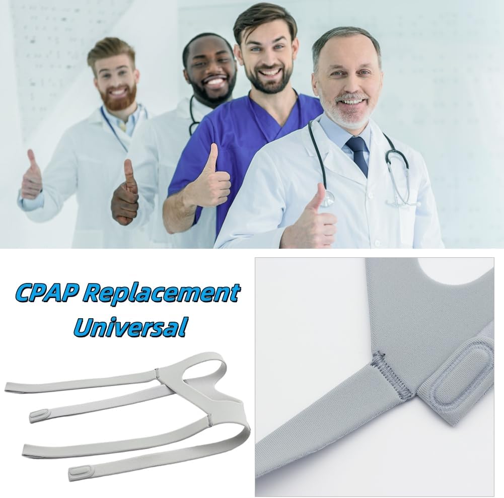 Universal Replacement Headgear Strap Full Mask Replace Part, 4-Point Adjustable CPAP Headgear, CPAP Accessories for CPAP Ventilator, Gray (Without Mask) (1) - Image 5