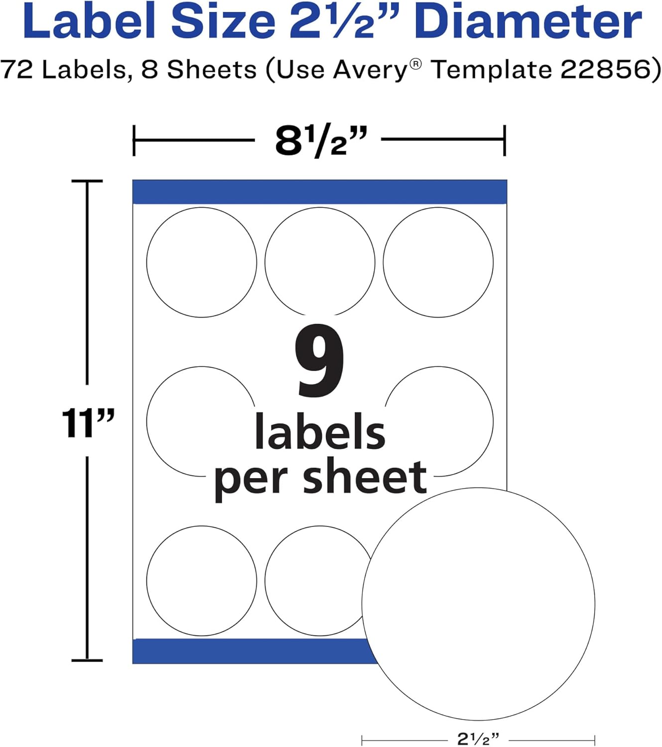 Avery Durable Waterproof Round Labels with Sure Feed Technology, 2.5" Diameter, White, Laser or Pigment-Inkjet Printer, 72 Customizable Blank Labels (22856) - Image 8