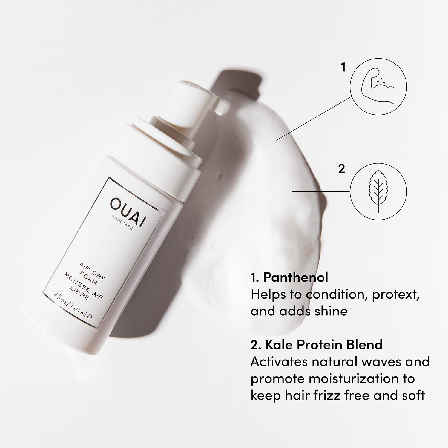 OUAI Air Dry Foam Conditioner for Curly Hair and Beach Waves 4 Oz - Image 3