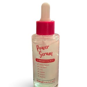 GlobalBeautyCare Power Serum, 6-in-1 Benefits, Hydrating Face Serum with Hyaluronic Acid, 1.7 oz