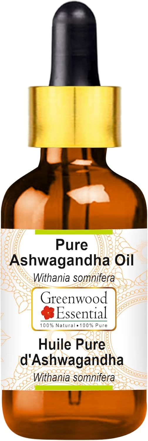 Pure Ashwagandha Oil (Withania somnifera) with Glass Dropper Premium Therapeutic Grade for Hair, Skin & Aromatherapy 50ml (1.69 oz)