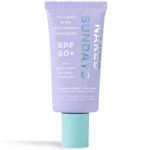 Naked Sundays SPF 50+ 100% Mineral Sunscreen Primer – 4-in-1 Daily Moisturizer, Primer & Broad Spectrum Face Sunscreen with Zinc Oxide & Vegan Collagen, 50ml