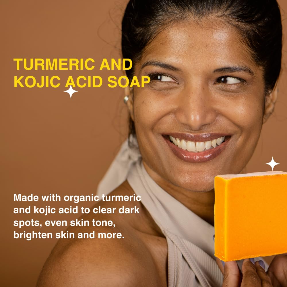 Turmeric Skin Cleansing Soap - Natural Glow Face & Body Cleanser for Acne, Dark Spots & Scars, Gentle for All Skin Types (4.5 oz) 1 bar - Image 6