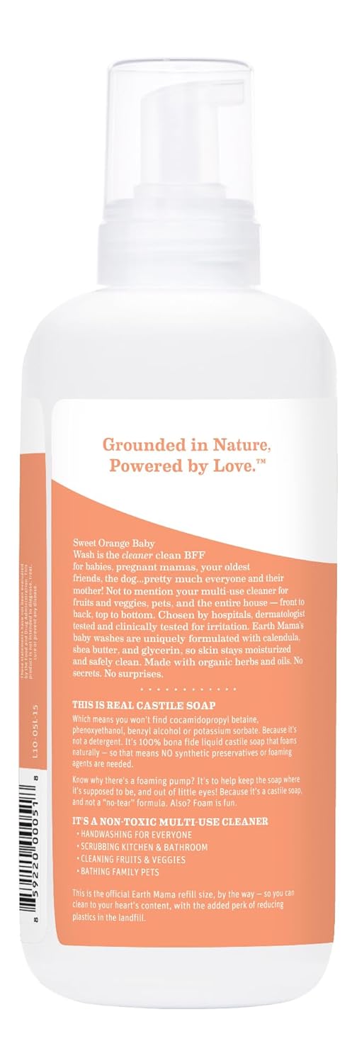 Earth Mama Organic Sweet Orange Baby Wash Refill Liquid Hand Soap 34 fl oz - Image 11