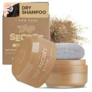 I DEW CARE Biotin Clarifying Dry Shampoo - Tap Secret Blonde | Strengthening & Volumizing, Powder Type, Refillable, Travel size, Non-aerosol, Brunette, Korean Ginseng 0.24 Oz