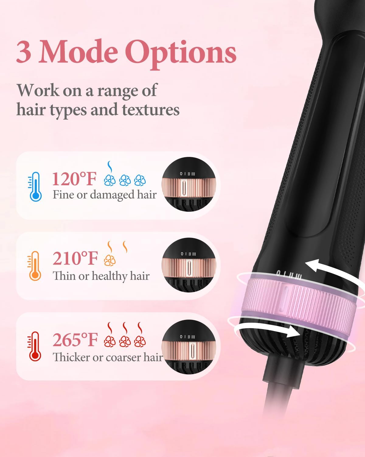 Travel-Friendly Dual Voltage Hair Dryer Brush One-Step Hot Air Volumizer with Adapter - Image 6