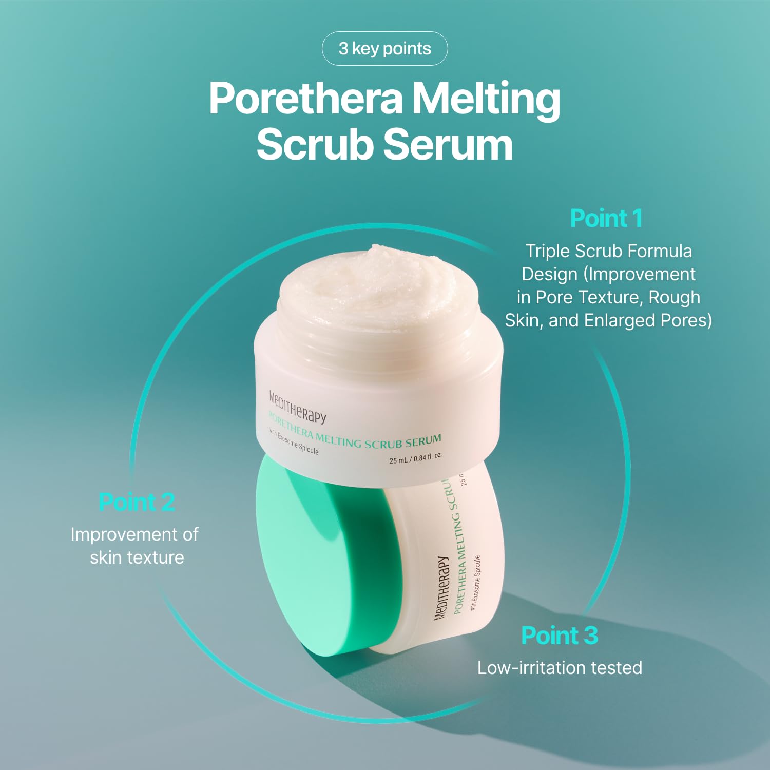 Porethera Melting Scrub Serum - Korean Face Serum for Clarifying Pores - Pore Minimizer for Face - Deep Face Scrub for Smooth and Clean Skin - Spicules for Tightening and Refining Pores, 0.84 fl.oz - Image 3