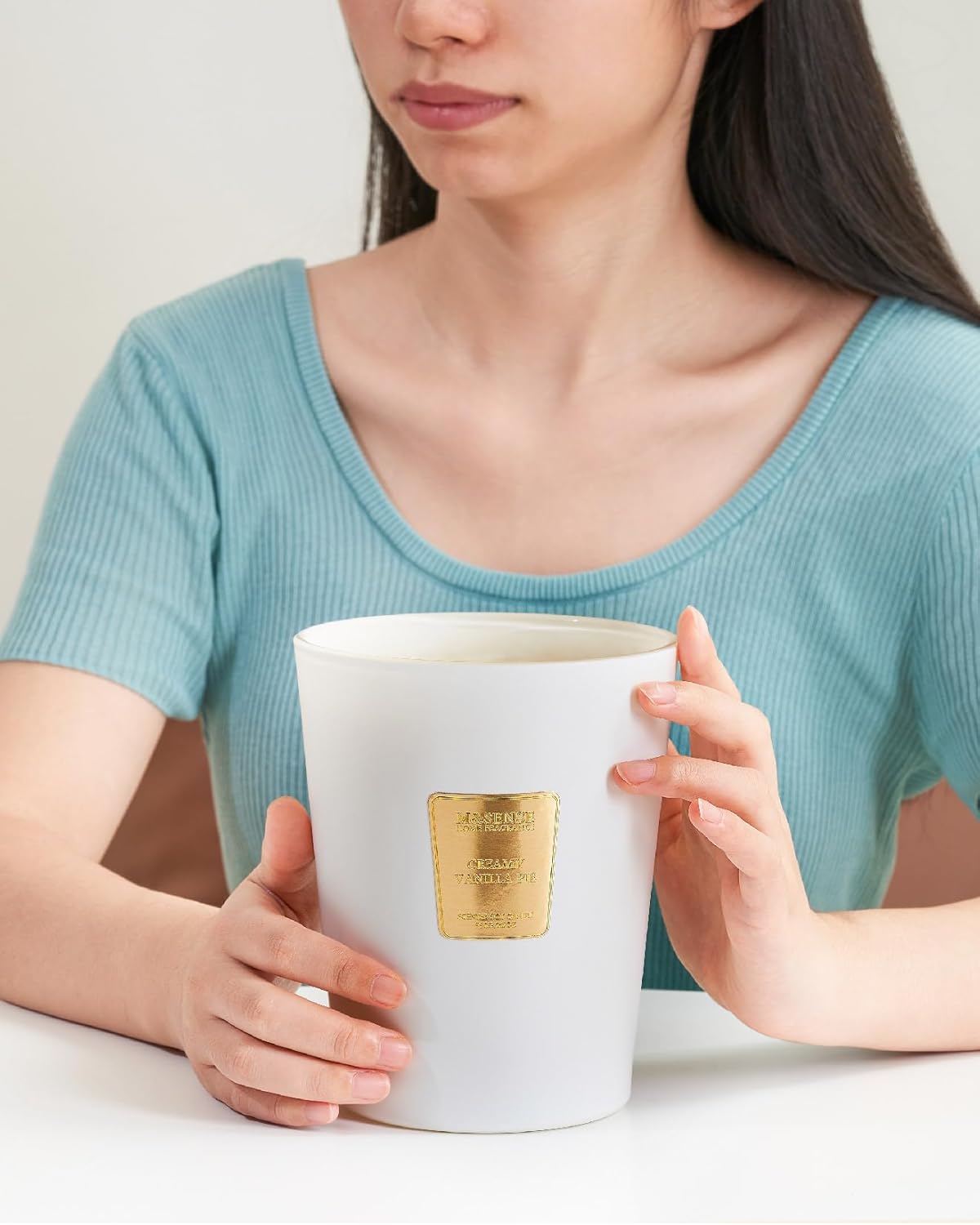 M&SENSE Extra Large Candle Creamy Vanilla Scented, 3-Wick 35oz 150H Long Lasting Candle, Natural Soy Wax Aromatherapy Candle for Stress Relief, Home Fragrance Housewarming Gifts Candle for Home Decor - Image 4