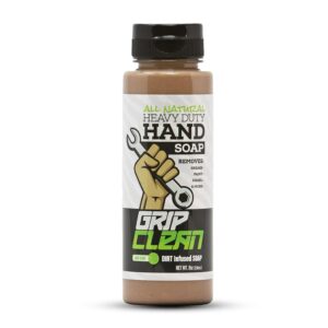 Grip Clean - Hand Cleaner for Mechanics – Heavy-Duty Mechanic Soap, Liquid Hand Soap with Natural Pumice & Clay to Absorb Tough Grease, Oil & Dirt – Moisturizing Coconut Oil, Lime Scent (8oz)