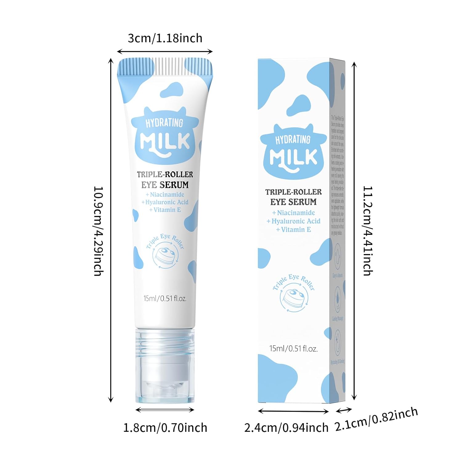 ARAKY Milk Eye Cream for Dark Circles and Puffiness, Hydrating Triple-roller Eye Serum, Improve Skin Elasticity, Intense Moisturizing Dullness, Dryness, Reduce Fine Lines, Skin Care Cream 0.51 oz - Image 9