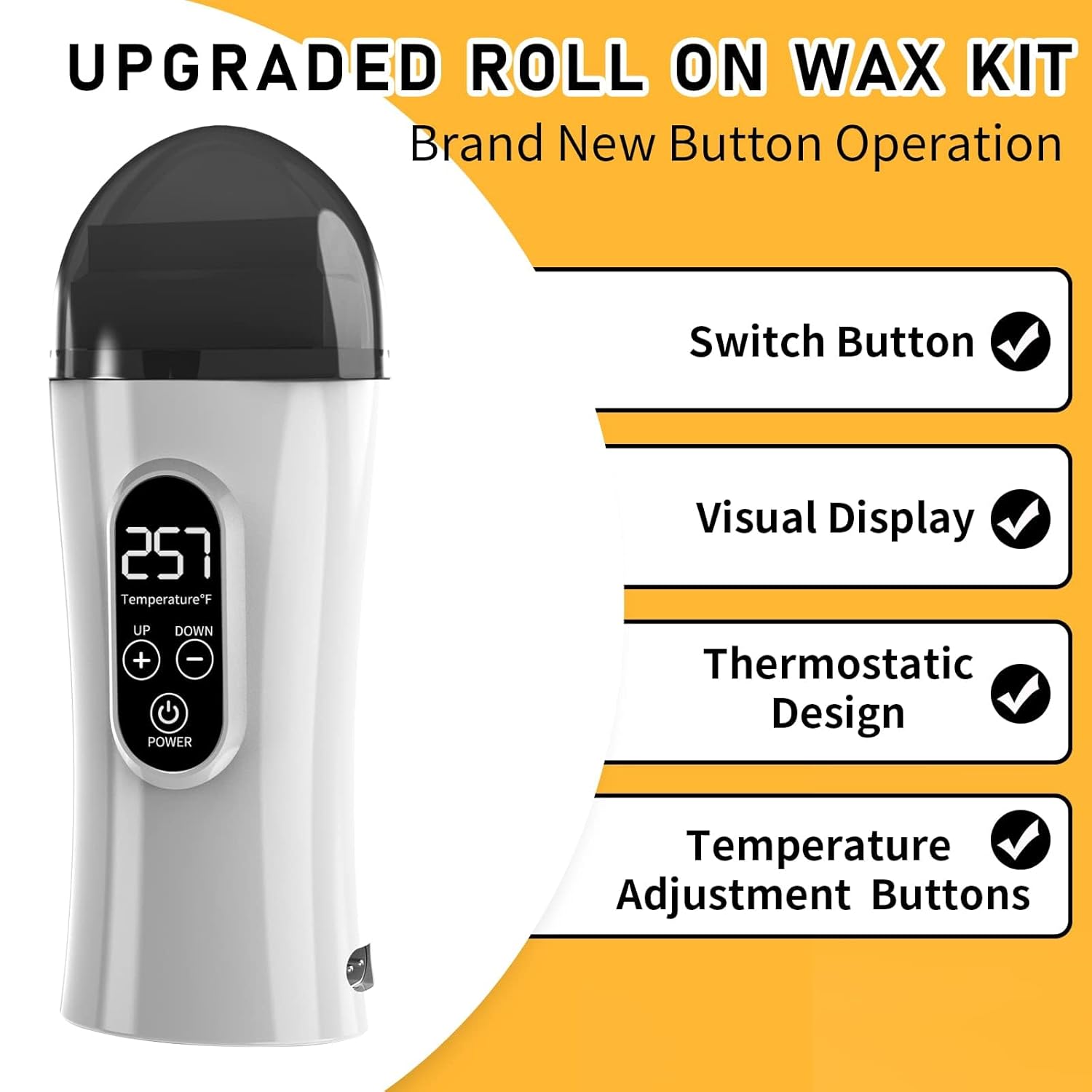 Digital Roll on Wax Kit, Wax Roller Kit for Hair Removal, Waxing Kit for Women, At Home Hair Removal Kit for Larger Areas of the Body, Great Gifts for Women - Image 2