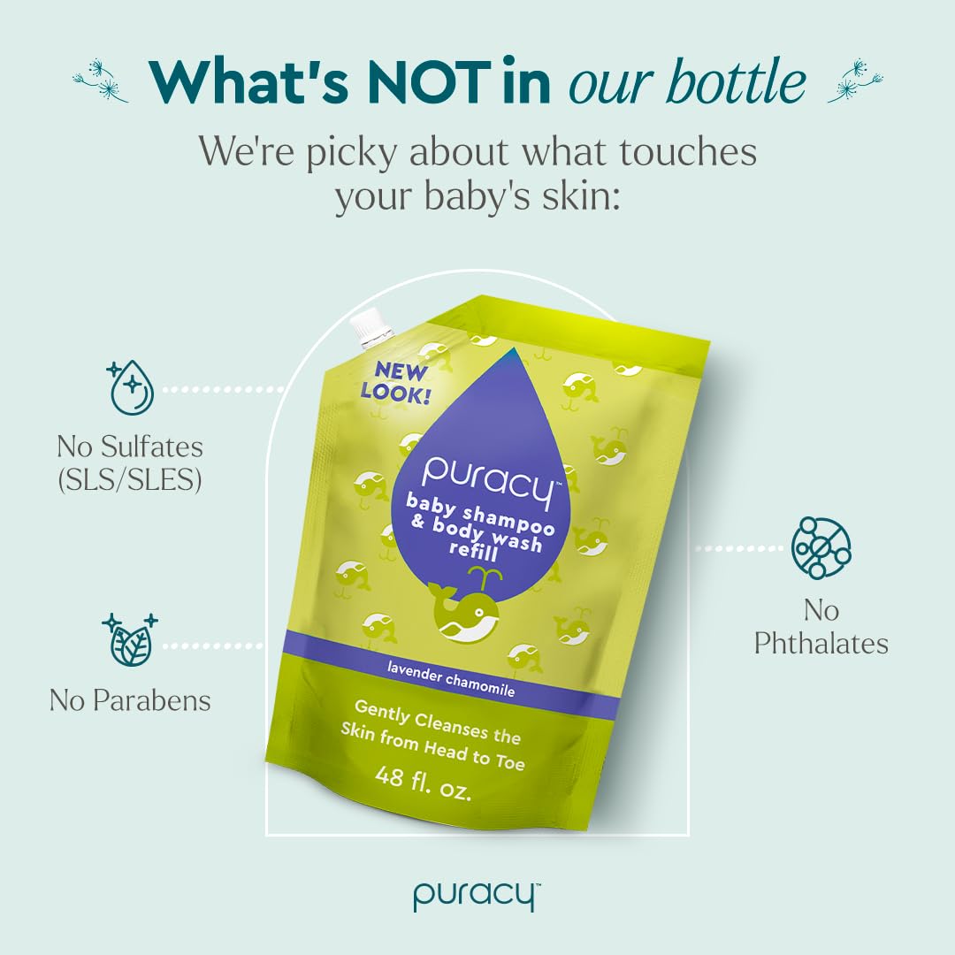Puracy 48 oz Tear-Free Natural Kids Shampoo and Body Wash 12 Fruit Extracts - Image 5