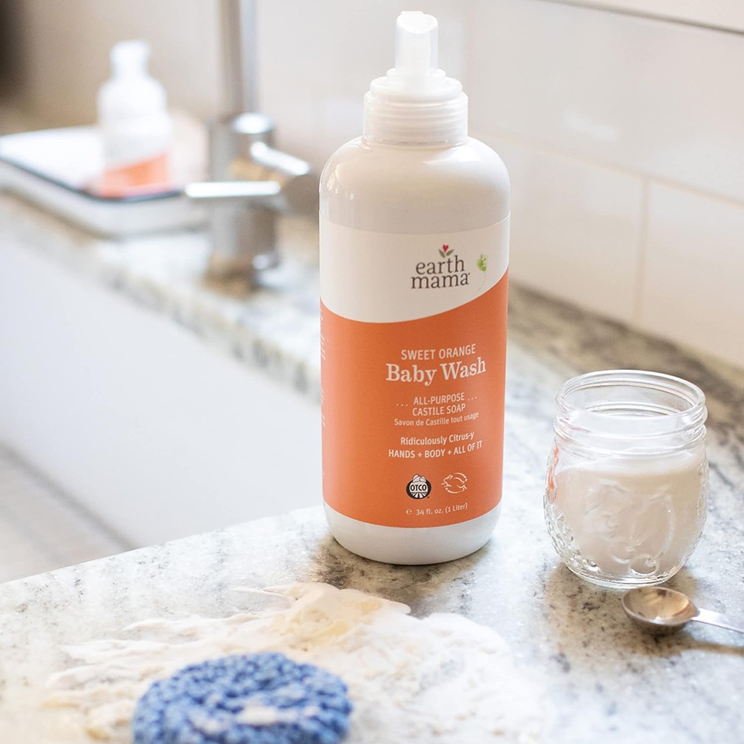 Earth Mama Organic Sweet Orange Baby Wash Refill Liquid Hand Soap 34 fl oz - Image 7