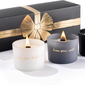 Janos Fernando Aromatherapy Candle Gift Set - Soy Scented Candles with Essential Oils -Motivational Words, Ideal for Relaxation