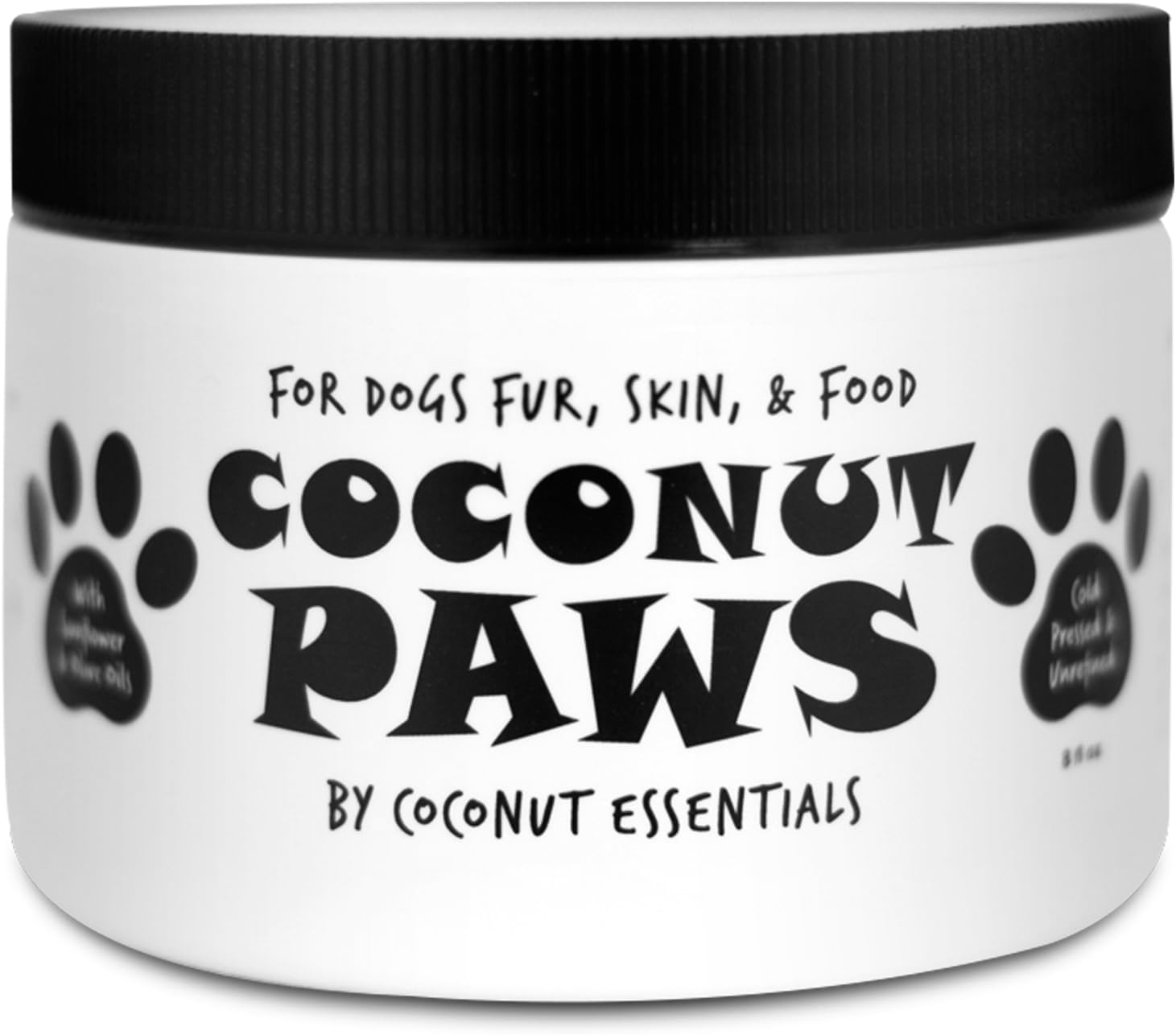Coconut Paws Coconut Oil for Dogs Skin and Coat, Itching Relief, Hot spot Treatment, Hair Loss, aceite de Coco para Perros | w/Olive & Sunflower Oils | Vet Recommended 8oz - COCONUT ESSENTIALS
