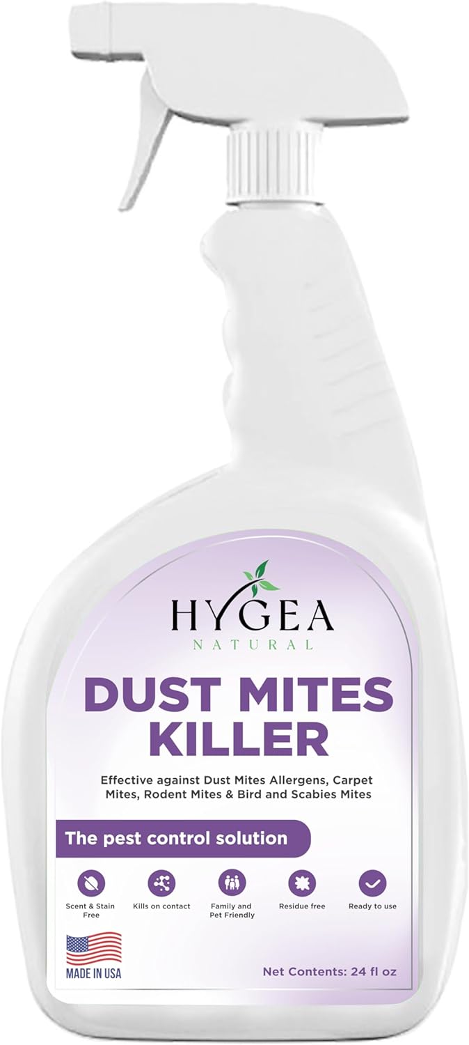 Dust Mite Spray - Eliminates Dust Mites, Carpet Mites, Rodent Mites, Bird & Scabies Mites - Pet & Child Friendly - Eco-Friendly - 24oz (unscented)