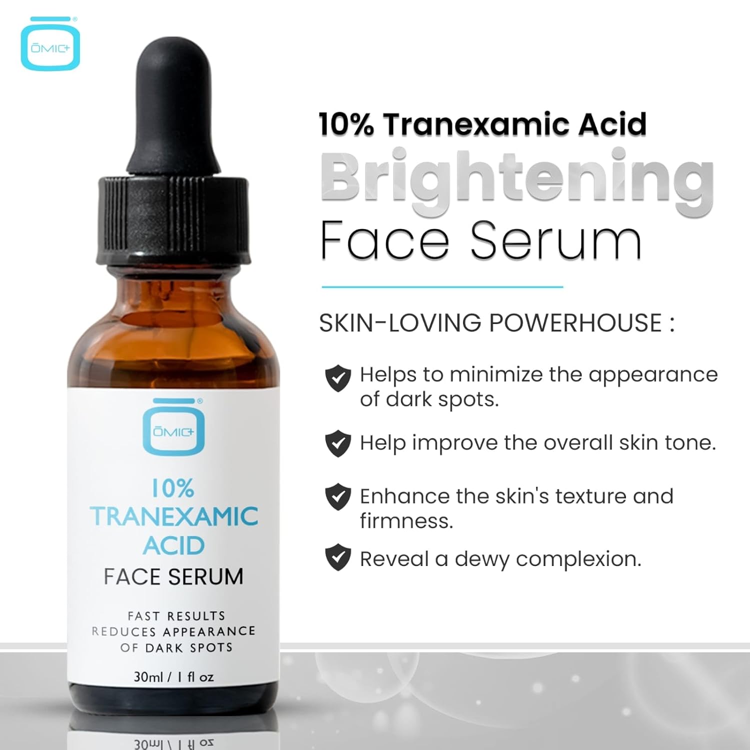 OMIC 10% Tranexamic Acid Brightening Face Serum 1 fl oz Natural Formula for Brown Spots - Image 6