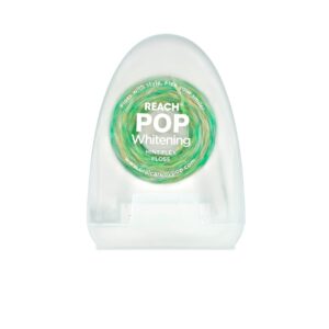 REACH POP Whitening Dental Floss, Mint, Baking Soda Infused, Teeth Whitening, Plaque Remover for Teeth, Shred Resistant, Vegan Wax, Cruelty Free, Oral Care, PFAS Free, 1 Pack, 54.6 yd