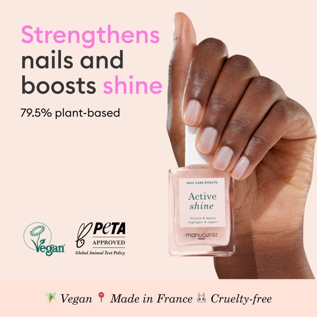 Manucurist Active Shine Illuminating & Care Nail Polish - Nail Concealer - No Lamp - Ultra-Shiny 2 in 1 Nude Gel Polish: Nail Strengthener and Growth, Highlighter & Care - Damaged Nails Repair - Image 2