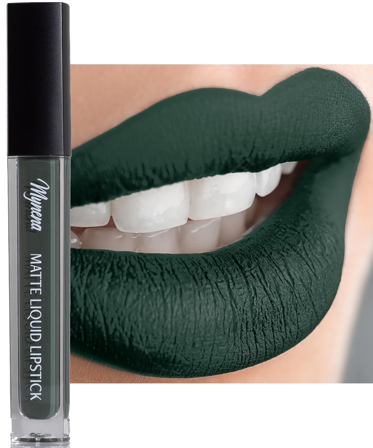 Mynena Dark Green Lip Stain Long-Lasting Waterproof | Lightweight Comfortable Non-Drying | High Pigment Intense Color Liquid Matte Lipstick | Paraben-Free Talc-Free Vegan & Cruelty-Free | Jocelyne