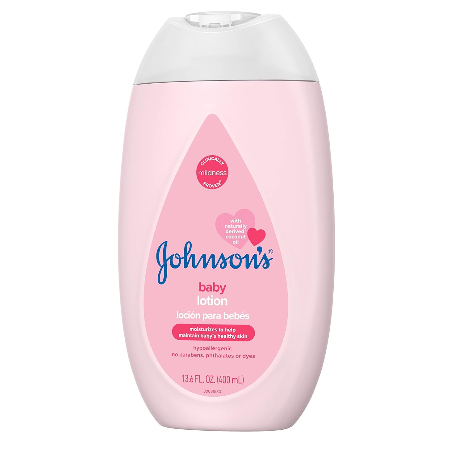 Johnson's Moisturizing Mild Pink Baby Lotion with Coconut Oil for Delicate Baby Skin, Dye-Free, Hypoallergenic & Dermatologist-Tested, Baby Skin Care, 13.6 fl. oz - Image 6