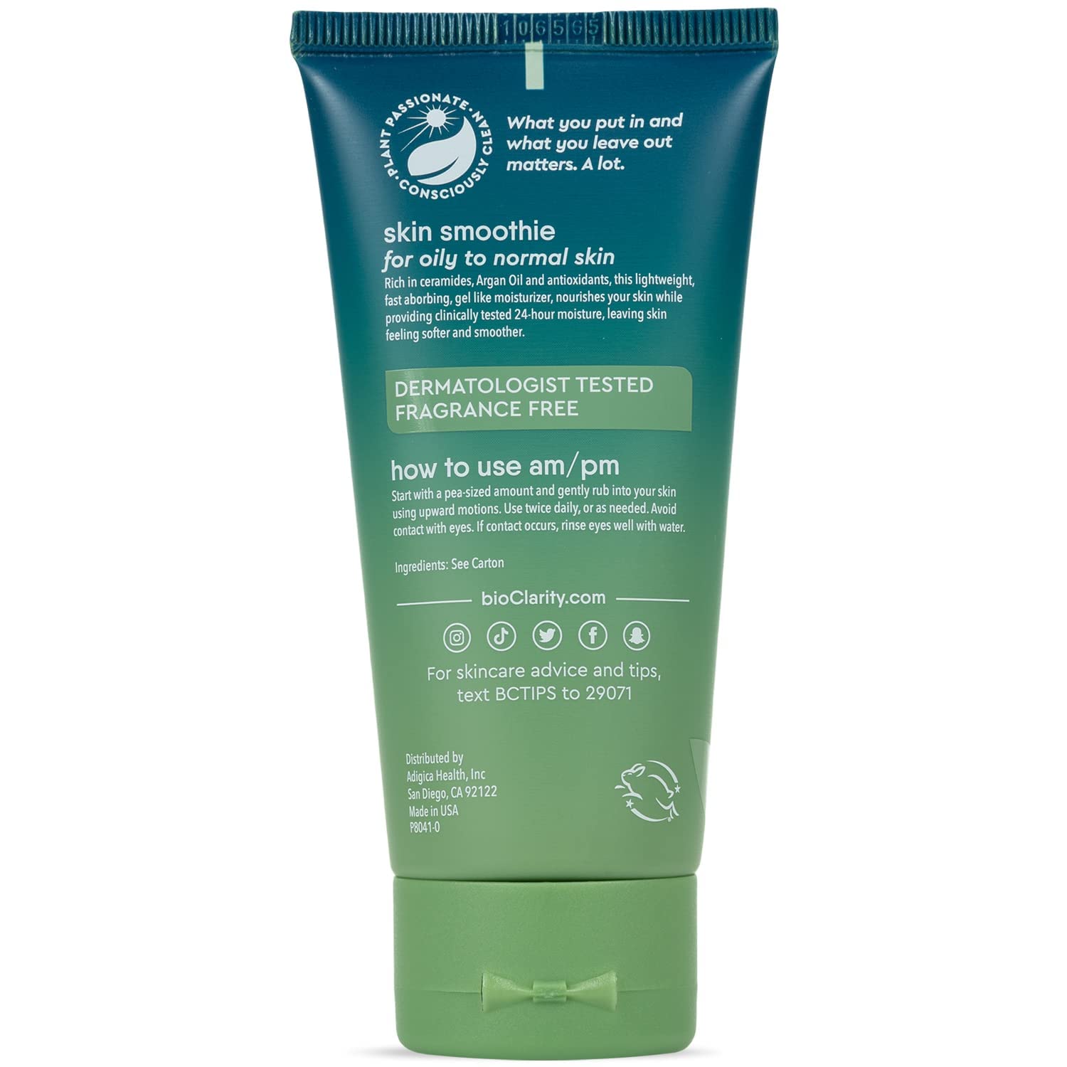 BioClarity Skin Smoothie Gel Moisturizer, 24-Hour Hydration for Normal & Oily Skin, Vegan Formula with Olive, Argan, Ceramide, 2 Fl Oz, Pack of 2 - Image 7
