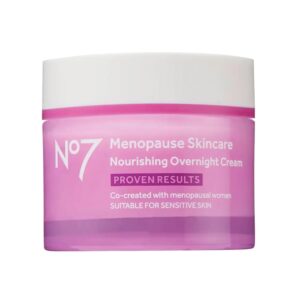 No7 Menopause Skincare Nourishing Overnight Cream - Hydrating Hyaluronic Night Cream for Dry, Sensitive Menopausal Skin - Skin Firming Lipids, Ceramides + Soy Isoflavones (50 ml)