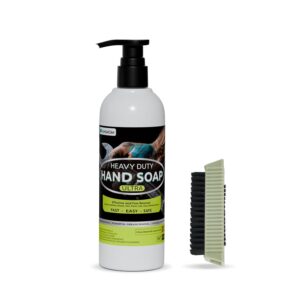 Industrial Hand Cleaner for Auto Mechanics with Brush - Odour-removing Mechanic Soap for Hands - Tough Dirt Buster for Auto Mechanics, Manufacturing, Home painting DIY projects (17.6oz)