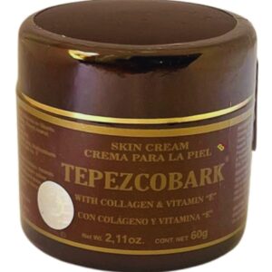 Tepezcohuite Cream (Tepezcobark), with Collagen (Colageno) & Vitamin E, 2.11oz, 60 gr, in E, 100% Natura, great for all skin concerns