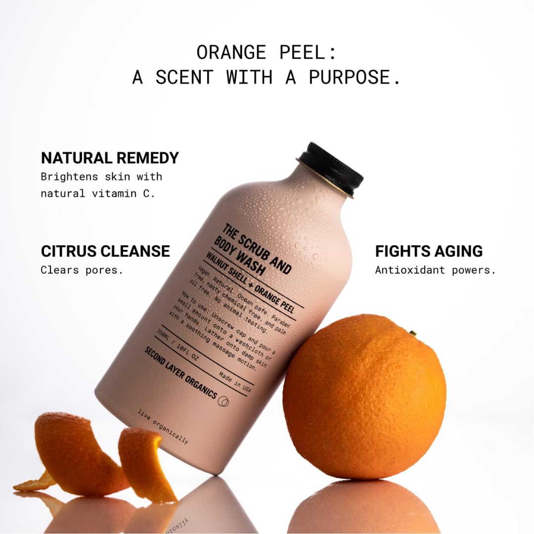 10oz Vegan Natural Body Scrub with Walnut Shells and Orange Peel Loofa Cleanser - Image 4