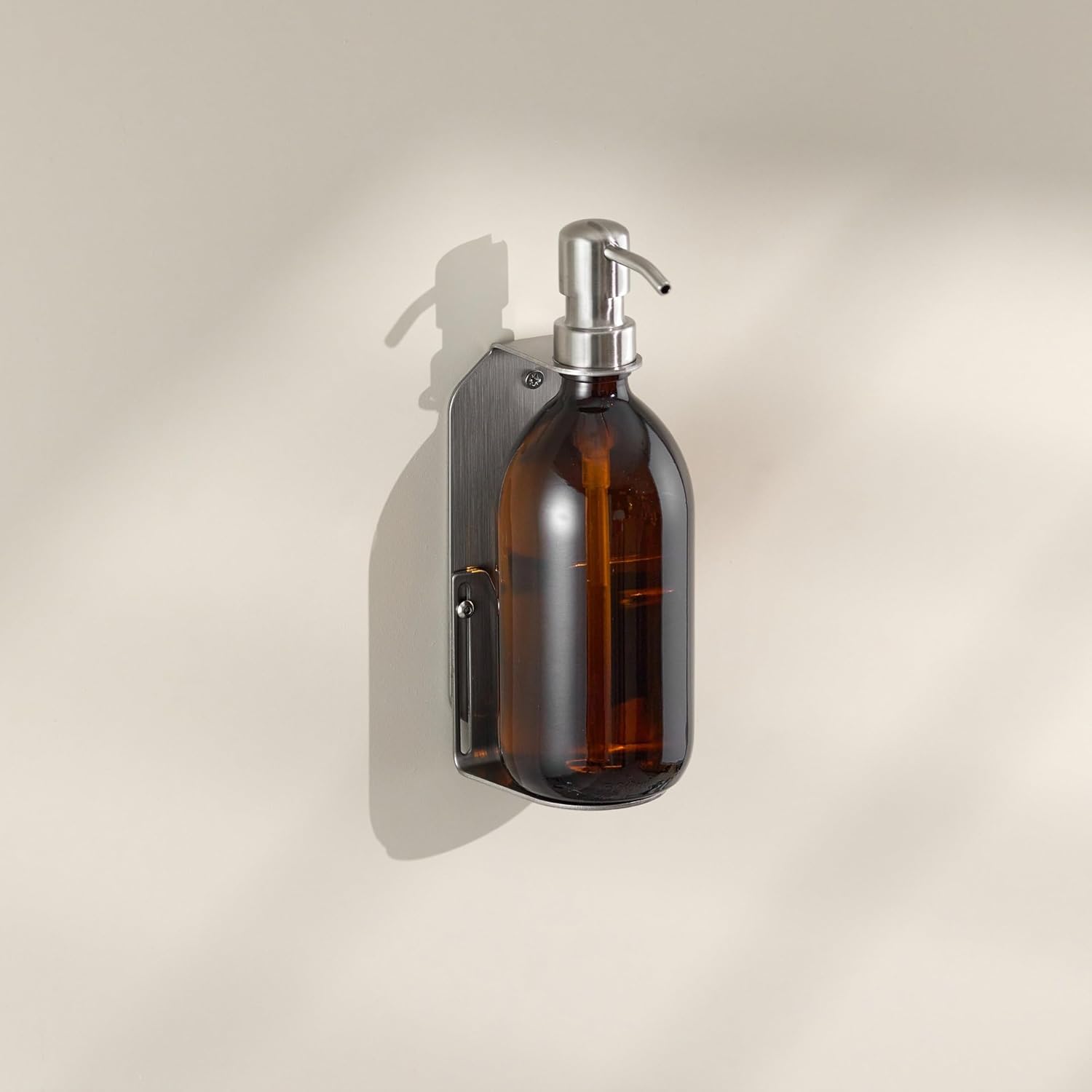 Brushed Nickel Wall-Mounted Single Bottle Dispenser Holder Bracket for Kitchen and Bathroom - Image 3