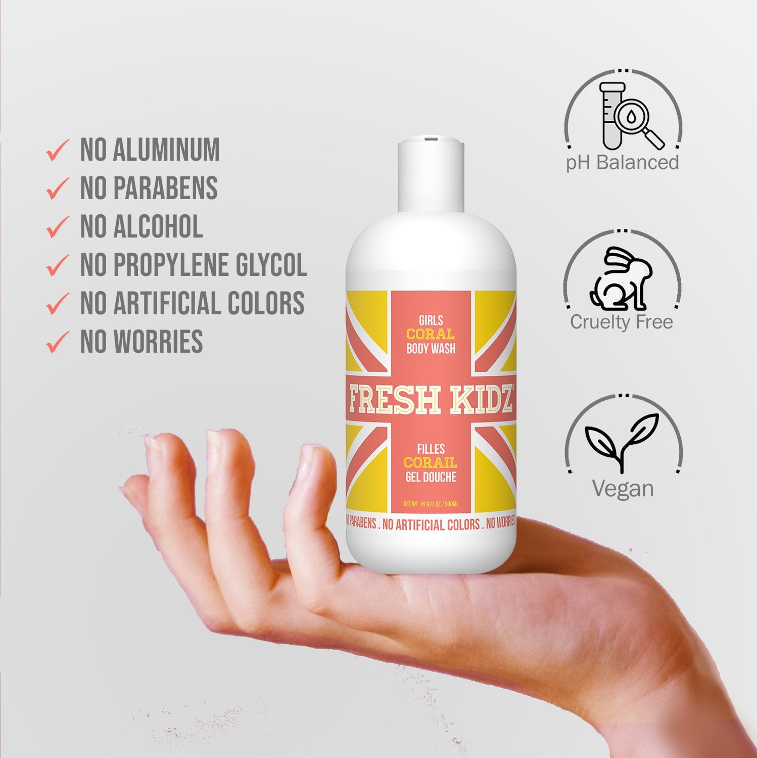 Fresh Kidz Girls Coral Set: Body Wash 16.9 fl oz and Stick Deodorant 2.65 oz - Image 3