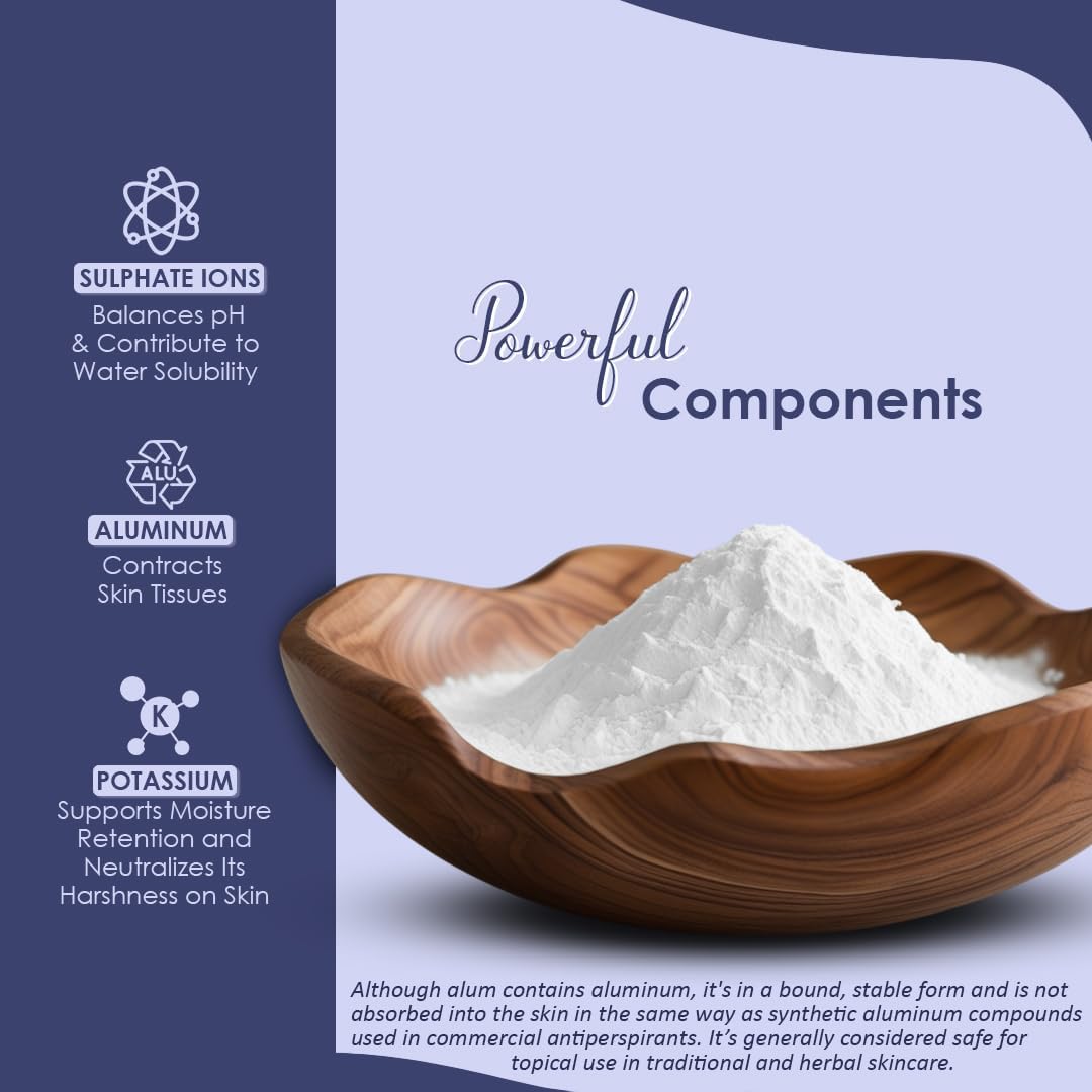 Mi Nature Alum Powder Potassium (Fitkari/Phitkari) -100% Natural Skincare for Acne, Odor Control & Water Purification Face Mask for |Pore Refining 227g |Face Pack Powder |Cruelty-Free - Image 4