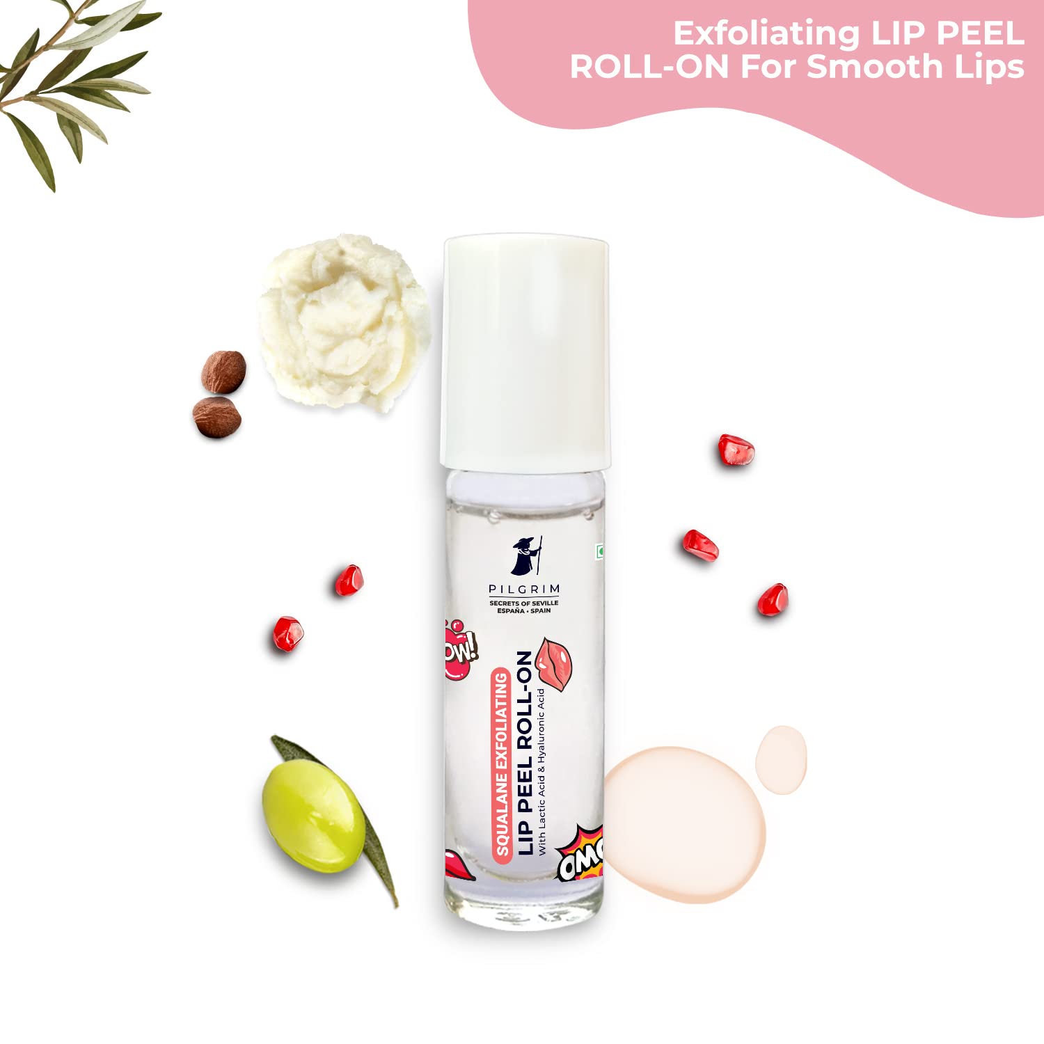 Squalane Exfoliating Lip Peel Roll-On | Hydrating Lip Peel Formula with Hyaluronic Acid | Removes Dry & Flaky Skin | Provide Soft, Glossy & Kissable Lips | 0.20 Fl Oz/6ml - Image 2