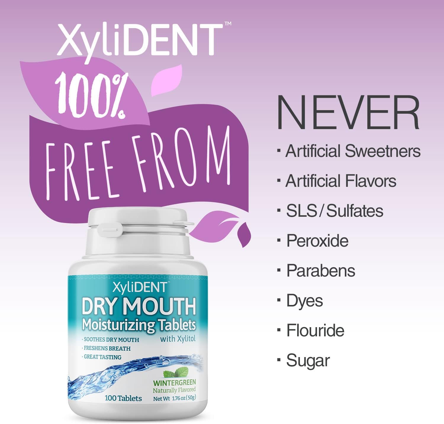 Nature's Stance XyliDENT Dry Mouth Relief Xylitol Tablets, Wintergreen Flavor, 100 Count - Image 2