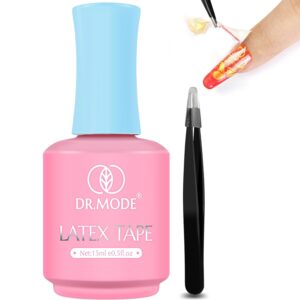 DRMODE Liquid Latex for Nails - Fast Drying Polish Barrier, Peel off Tape, Skin Protector Cuticle Guard for Fingers Painting With Tweezers - Various Nail Art